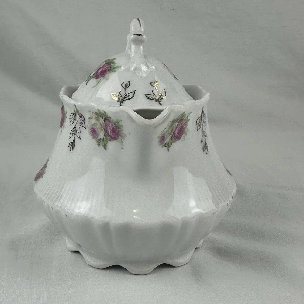 CT Altwasser Teapot Rose & Gold Pattern Germany Floral circa 1900 Cottagecore